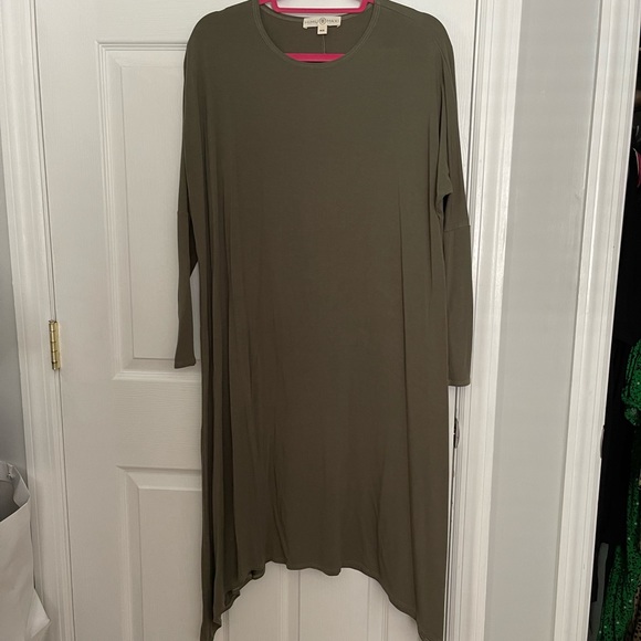 Mimu Maxi asymmetrical olive edge frock dress sold out - Picture 3 of 11